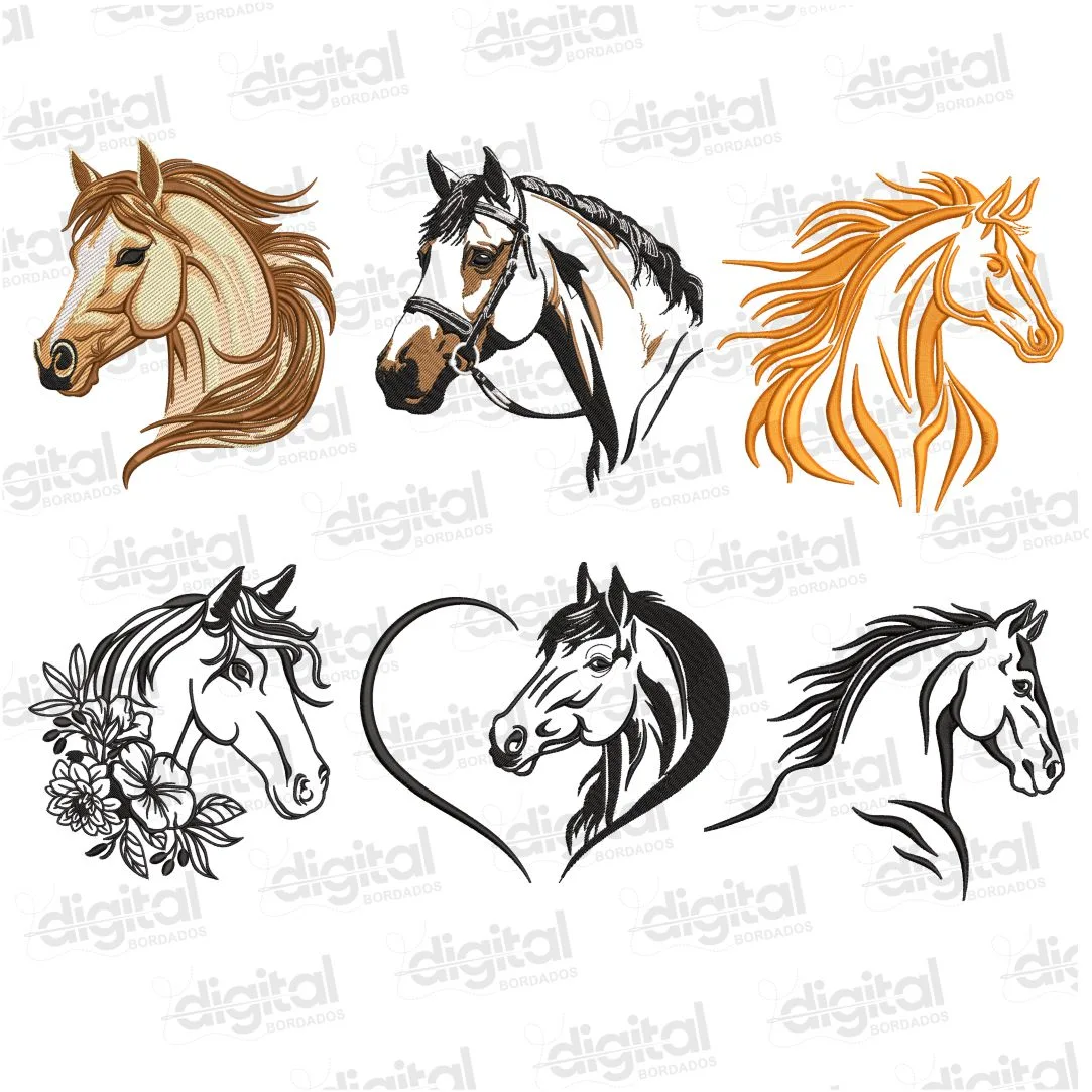 Pacote com 6 Matrizes Cabeças de Cavalos