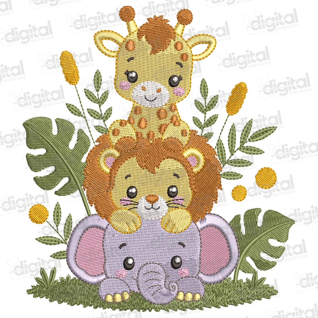 Matriz Bordado Animais Safari Trio 2