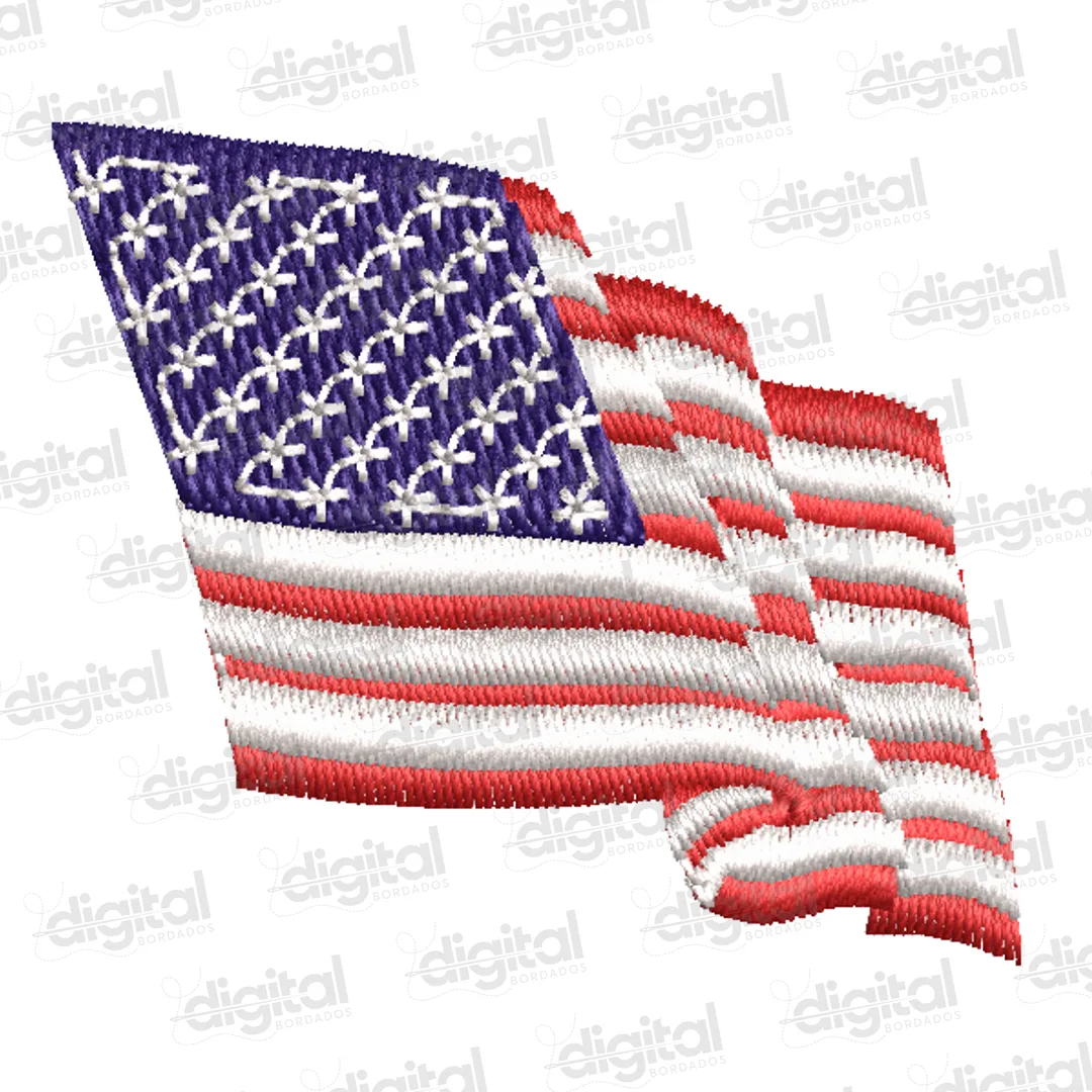 Matriz Bordado Bandeira Eua Ondulada