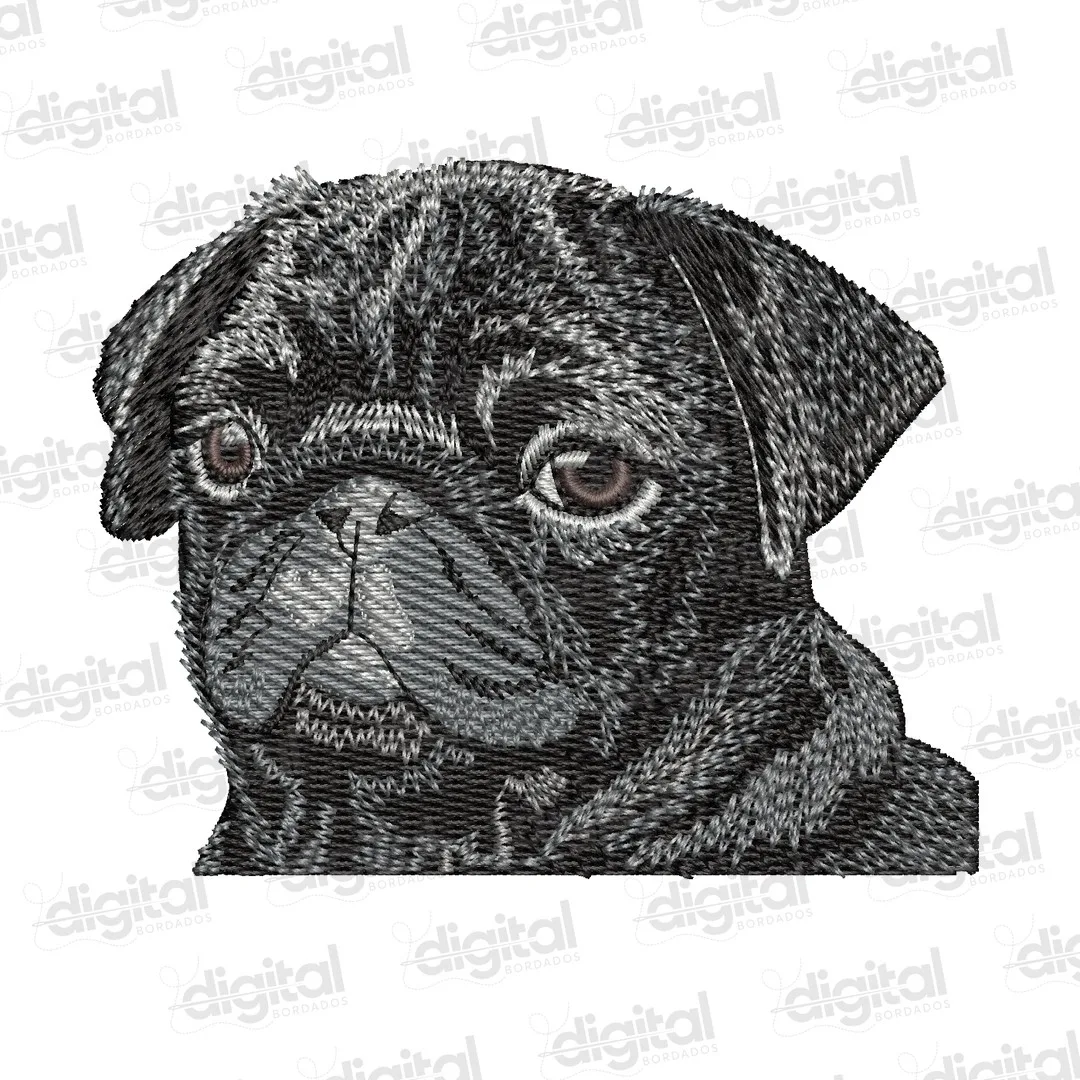 Matriz Bordado Cão Pug Preto