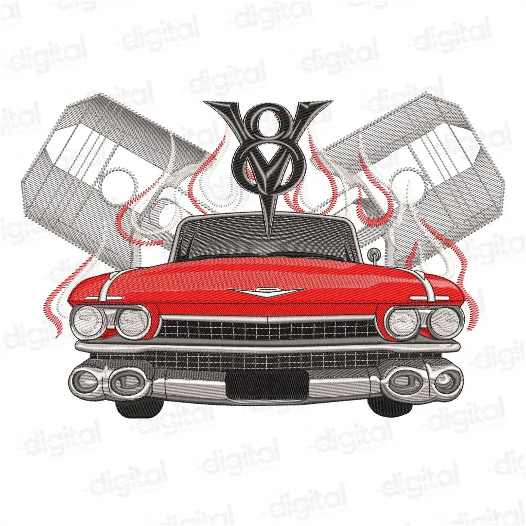 Matriz Bordado Carro Cadillac V8