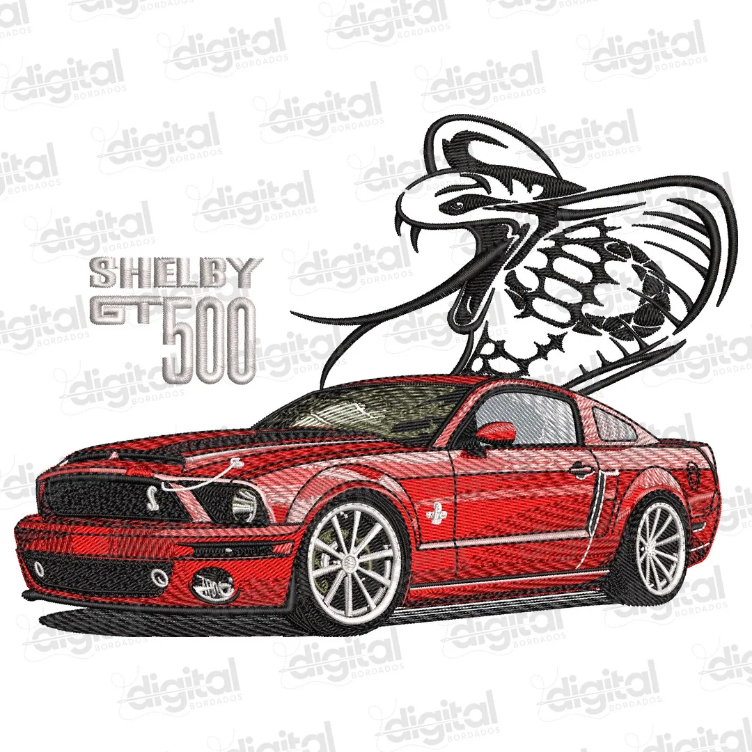Matriz Bordado Carro Cobra Shelby Vermelho