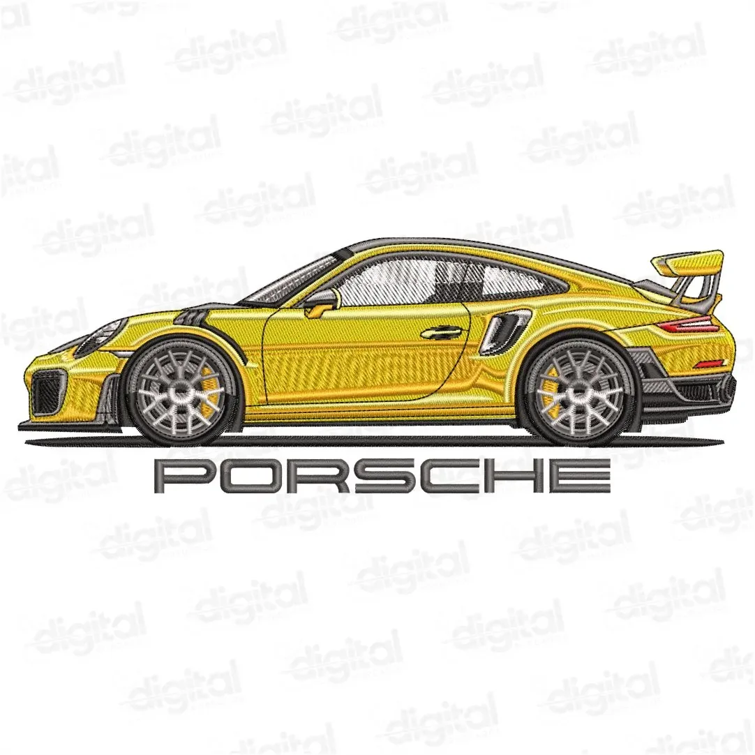 Matriz Bordado Carro Porsche Amarelo