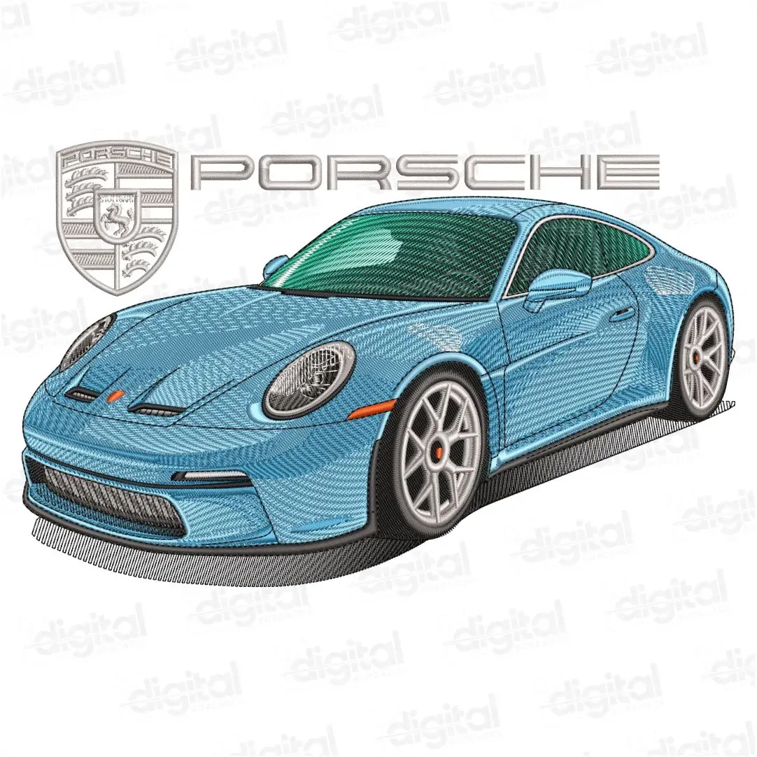 Matriz Bordado Carro Porsche Azul