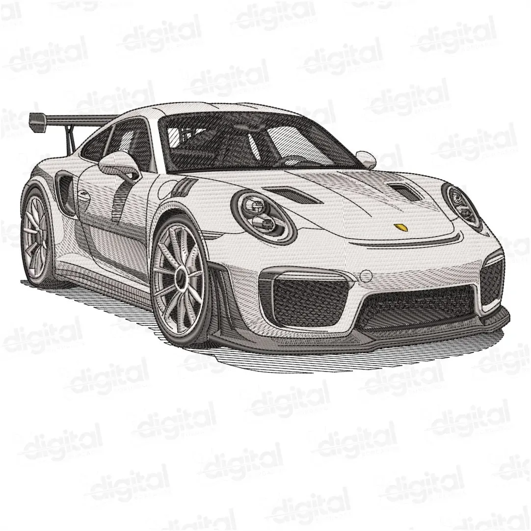 Matriz Bordado Carro Porsche Branco