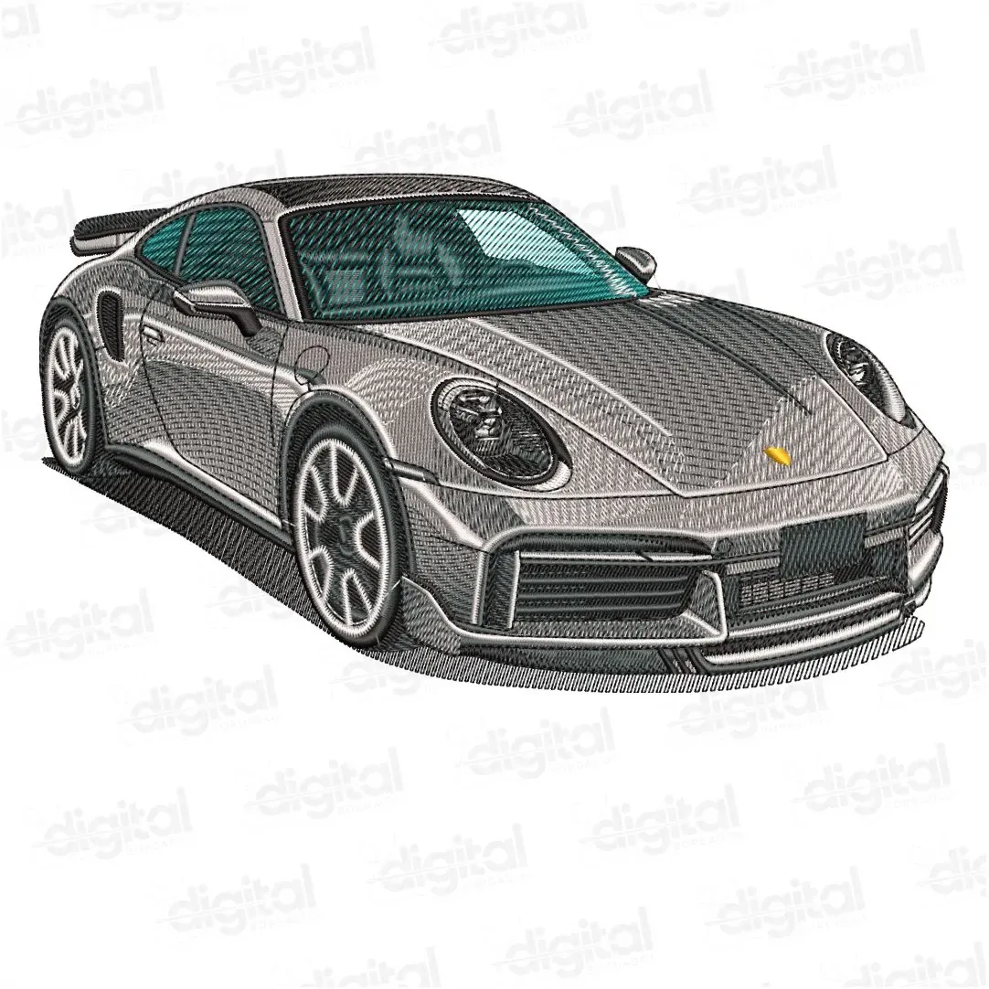 Matriz Bordado Carro Porsche Prata