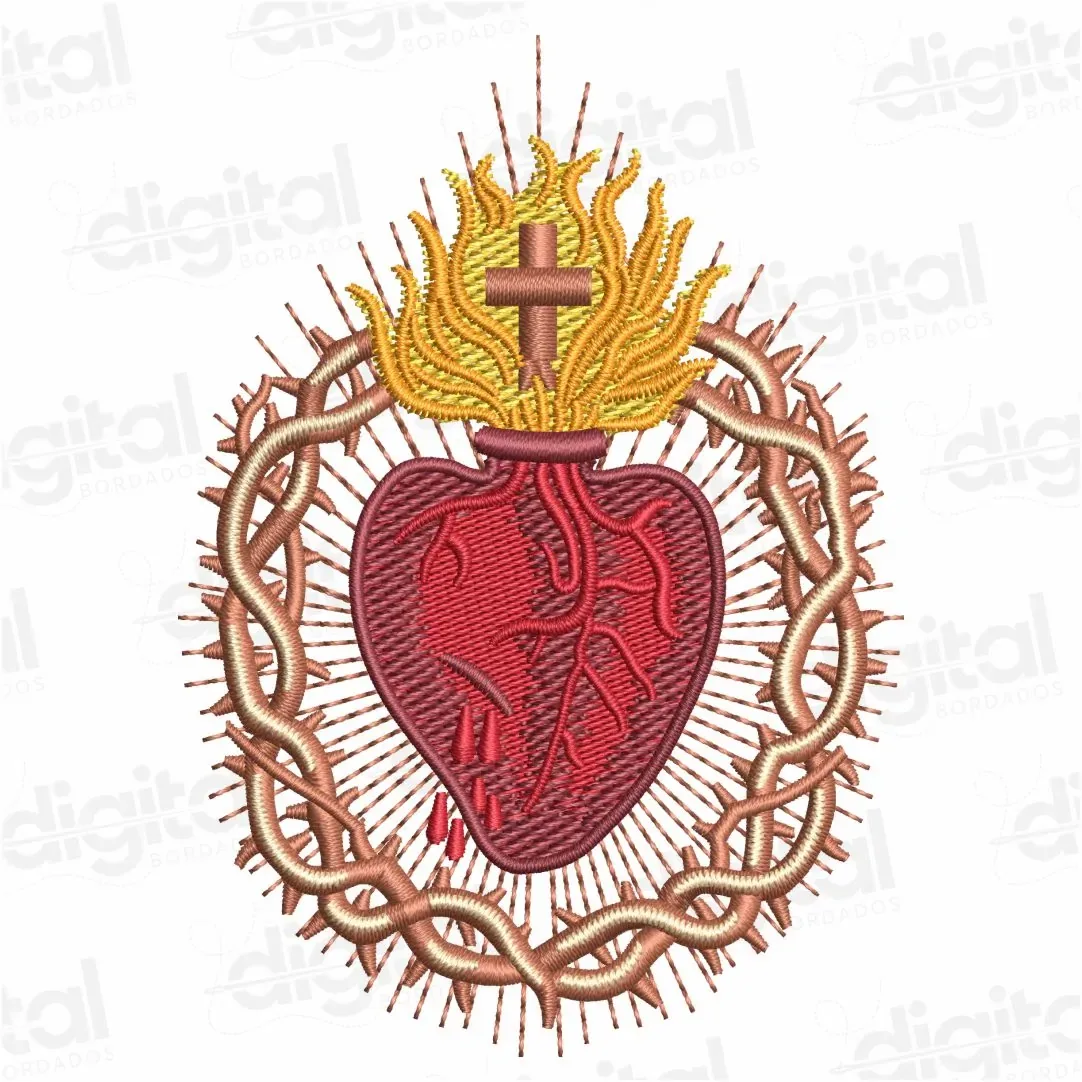 Matriz Bordado Coração de Jesus em Coroa