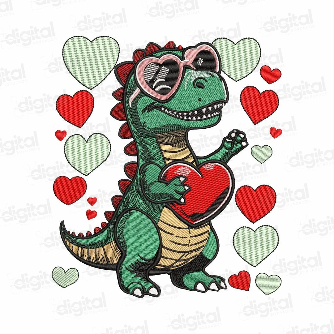 Matriz Bordado Dinossauro Romântico