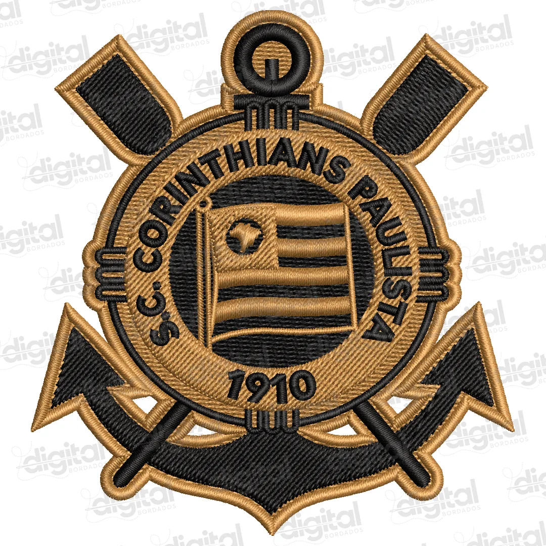 Matriz Bordado Escudo Corinthians Novo Dourado
