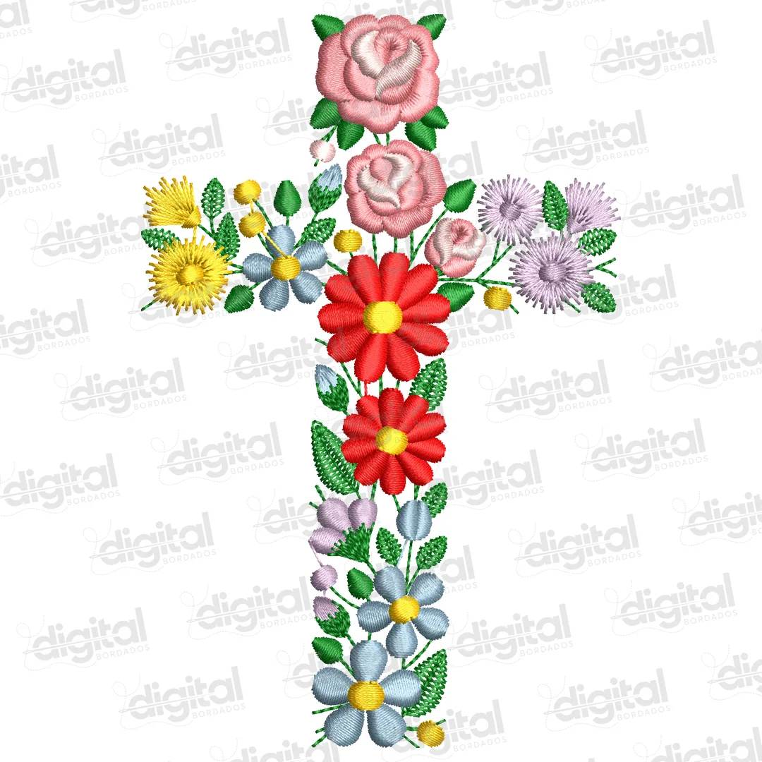 Matriz Bordado Cruz Floral