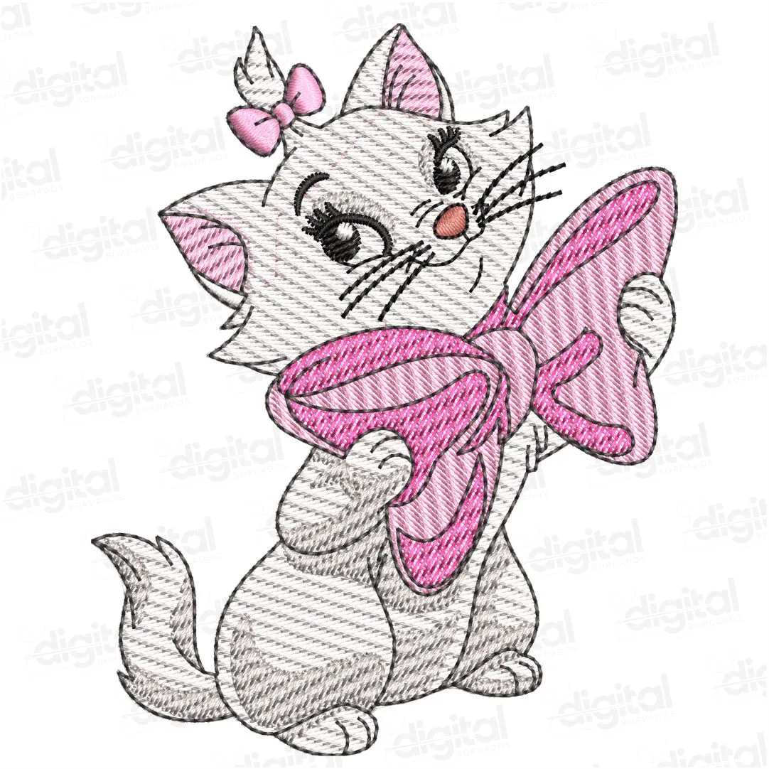 Matriz Bordado Gatinha Marie 2 - Pontos Leves