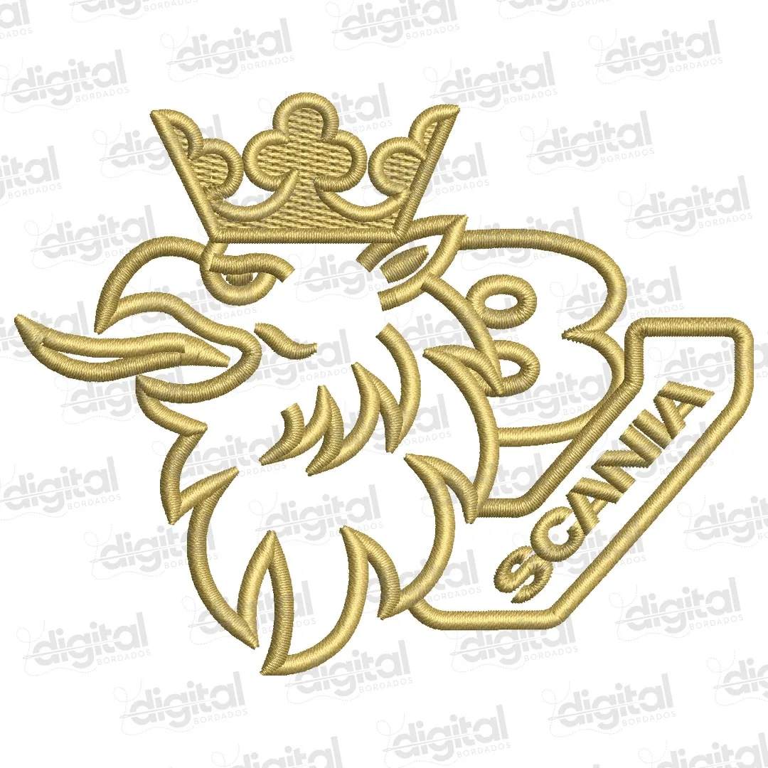 Matriz Bordado Logo Scania V8 Dourado