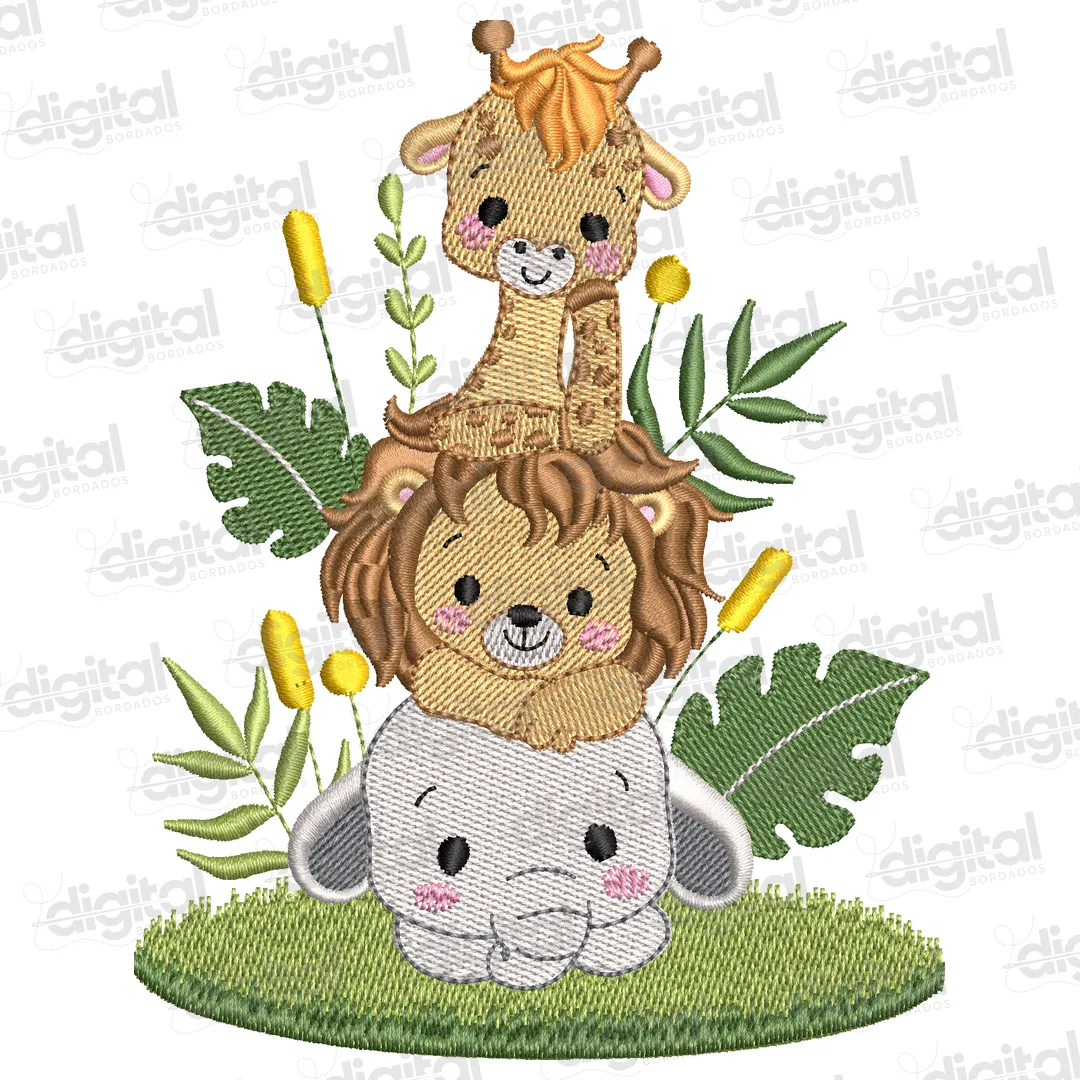 Matriz Bordado Animais Safari Trio