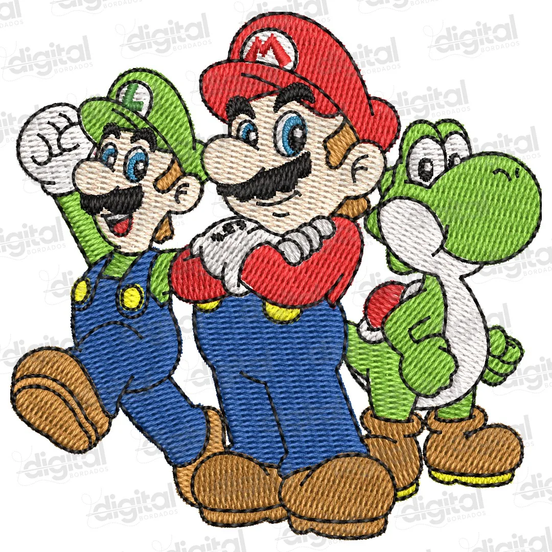 Matriz Bordado Mario Luigi e Yoshi