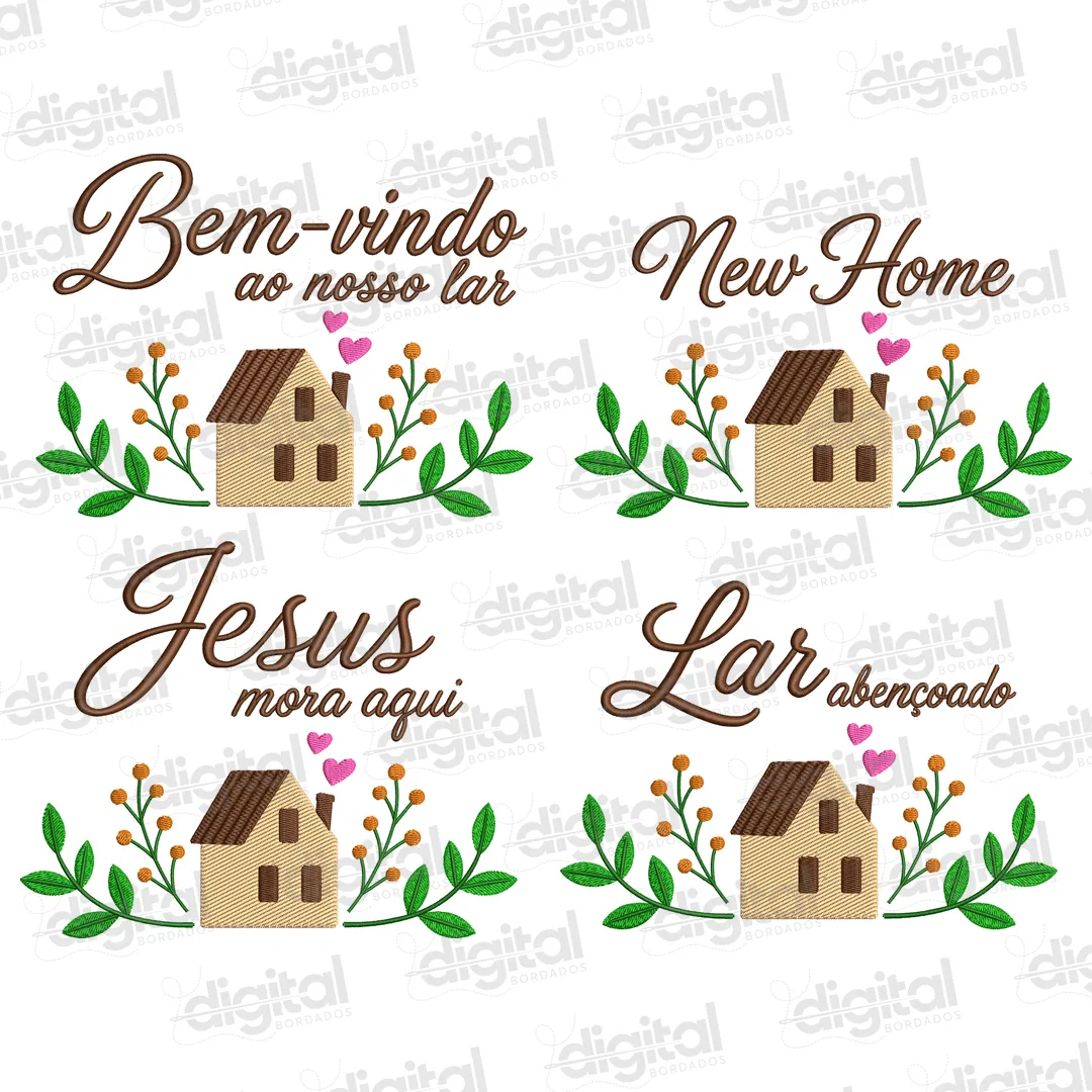 Pacote Matrizes de Bordado Bem Vindo ao Nosso Lar