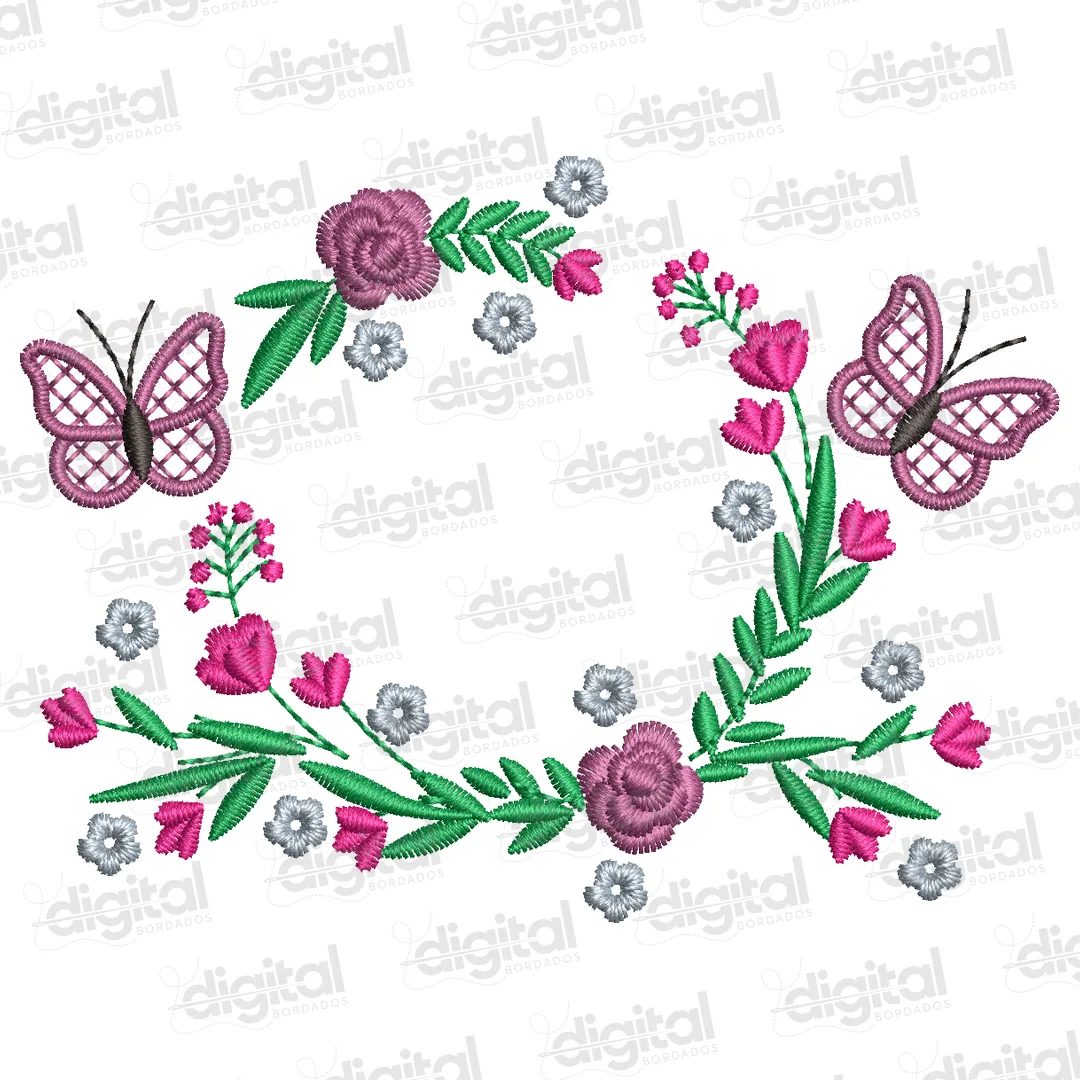 Matriz Bordado Borboletas com Flores