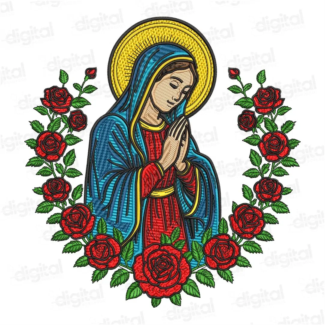 Matriz Bordado Virgem Maria com Rosas