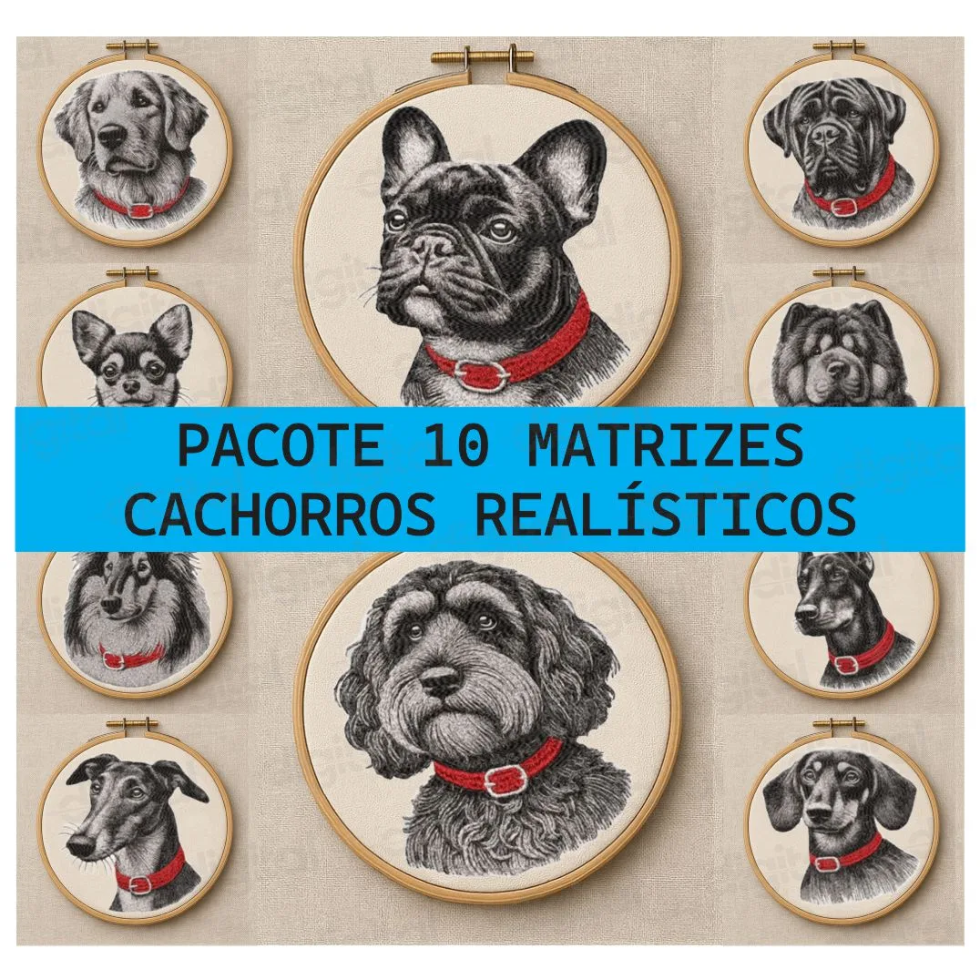 Pacote 10 Matrizes Cachorros Realísticos