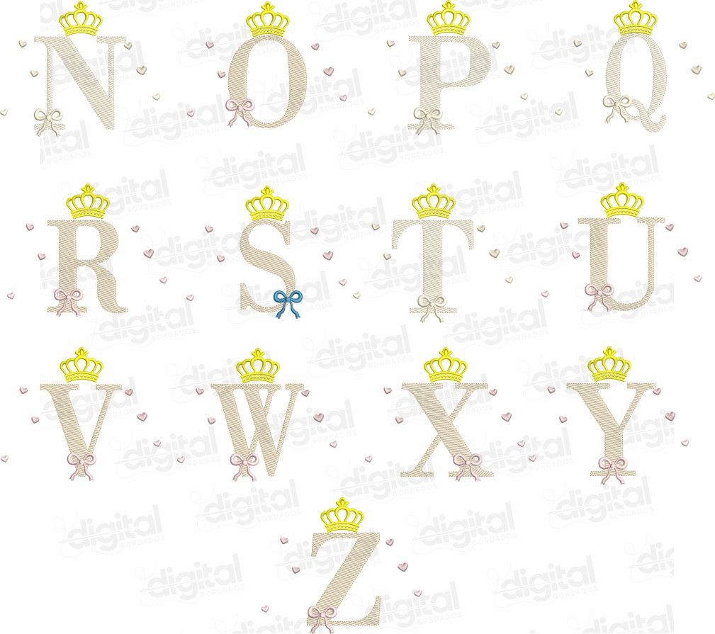 matriz bordado alfabeto coroa