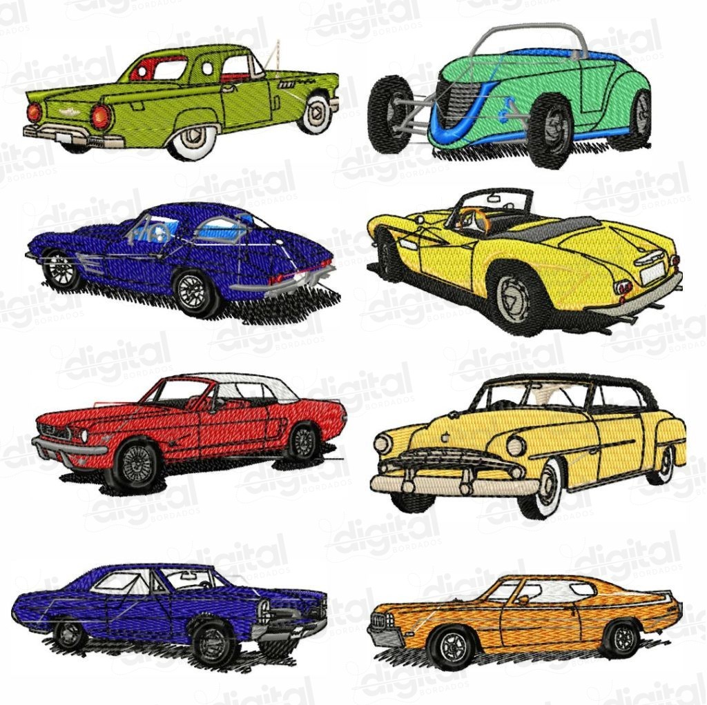 matriz bordado carros retrô