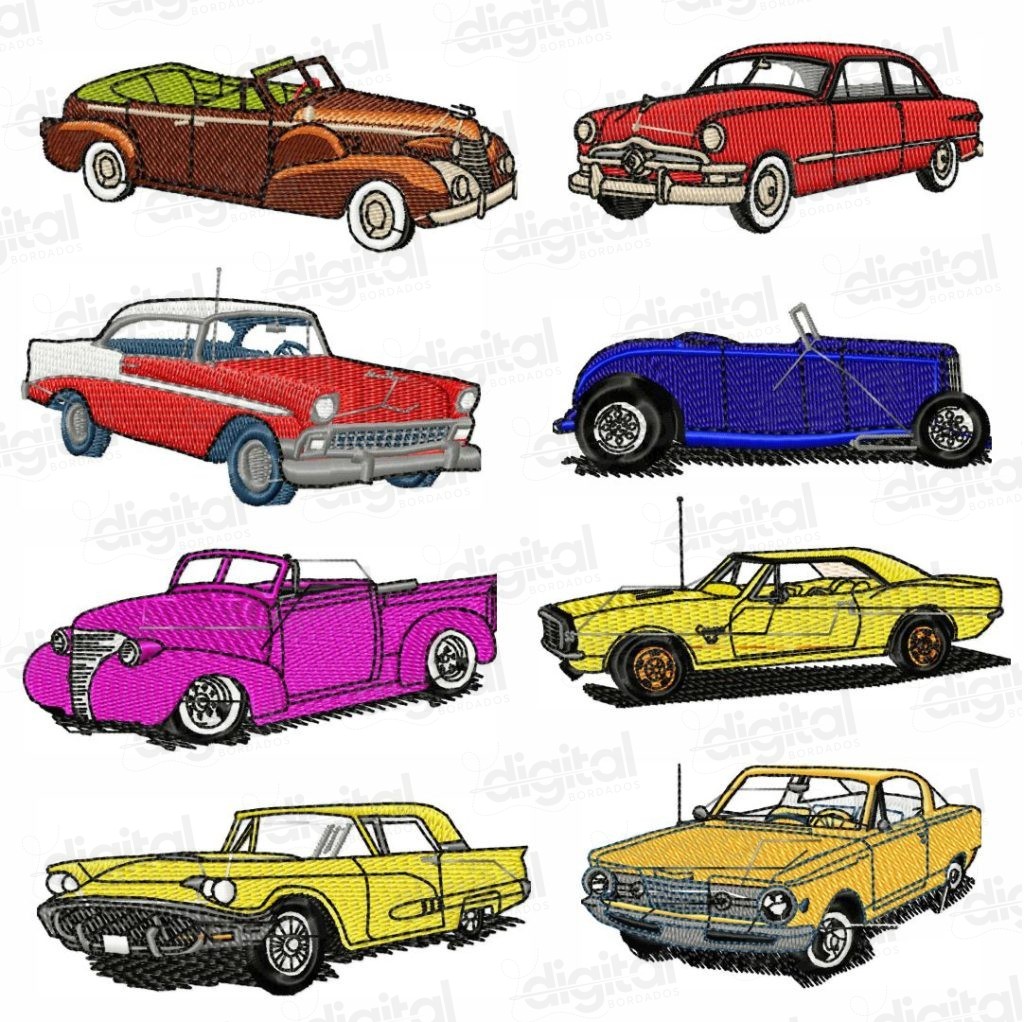 matriz bordado carros retrô