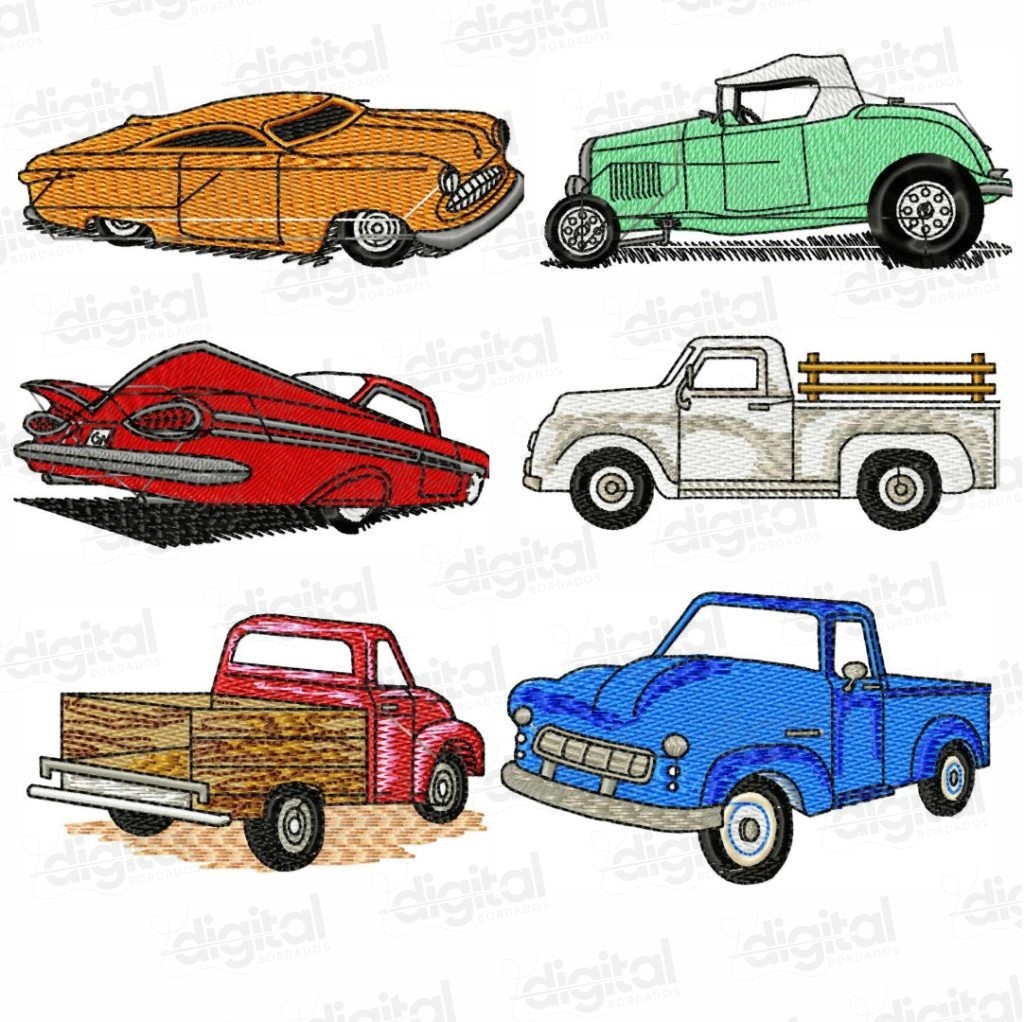 matriz bordado carros retrô
