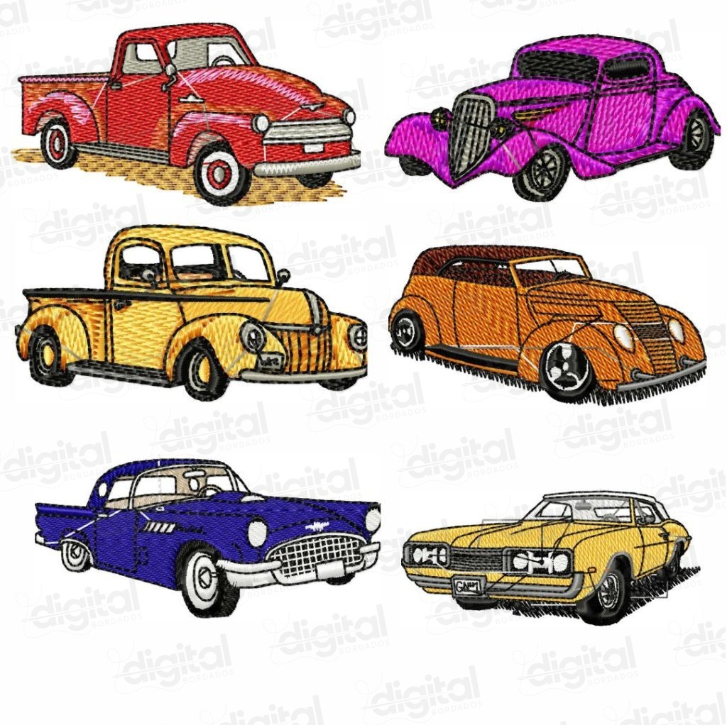 matriz bordado carros retrô