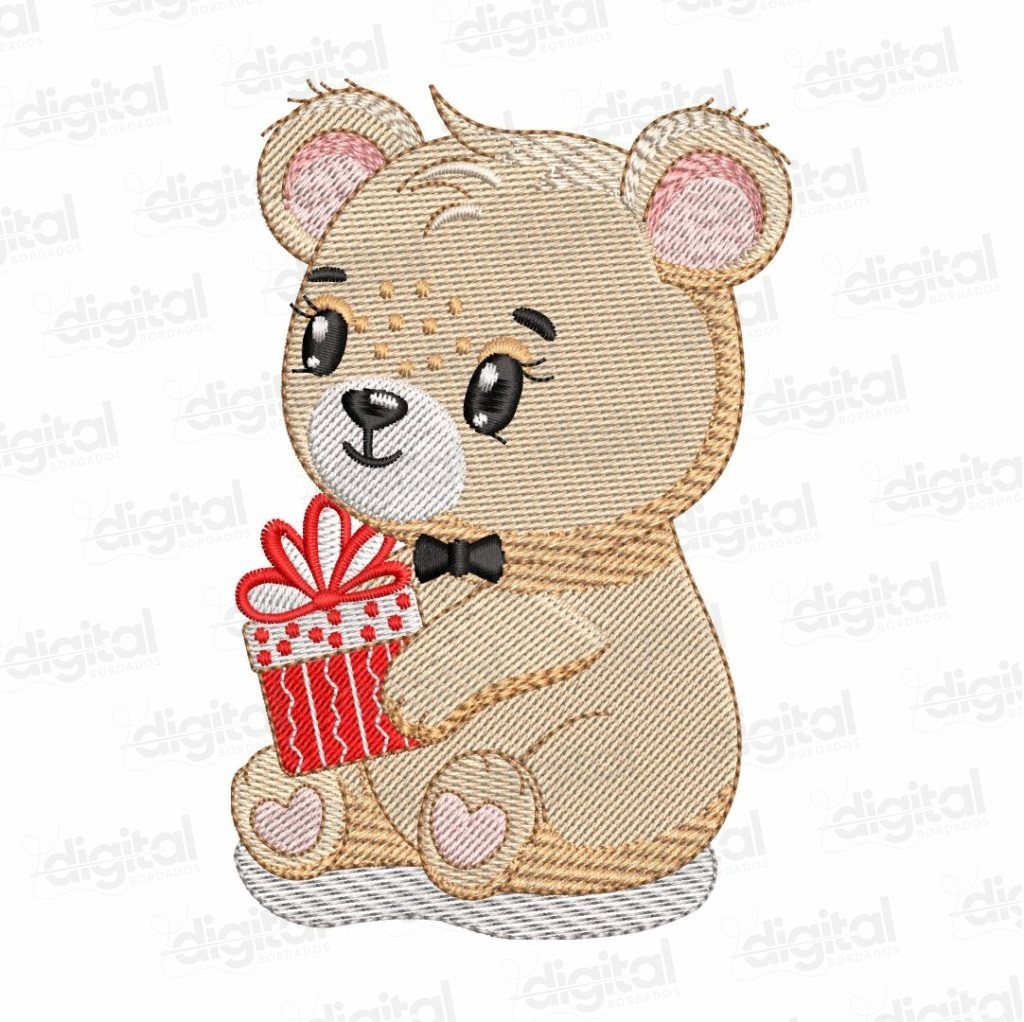 matriz bordado ursinhos coração menino