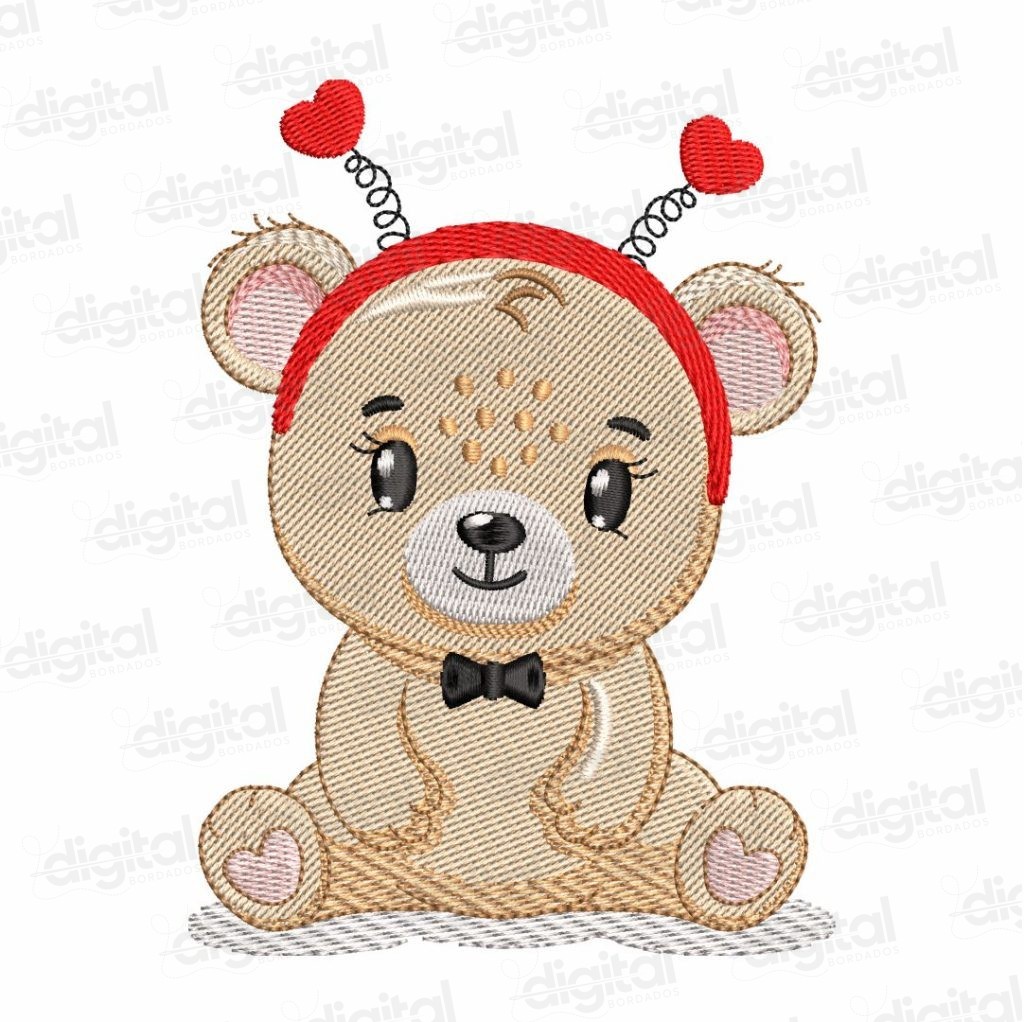 matriz bordado ursinhos coração menino