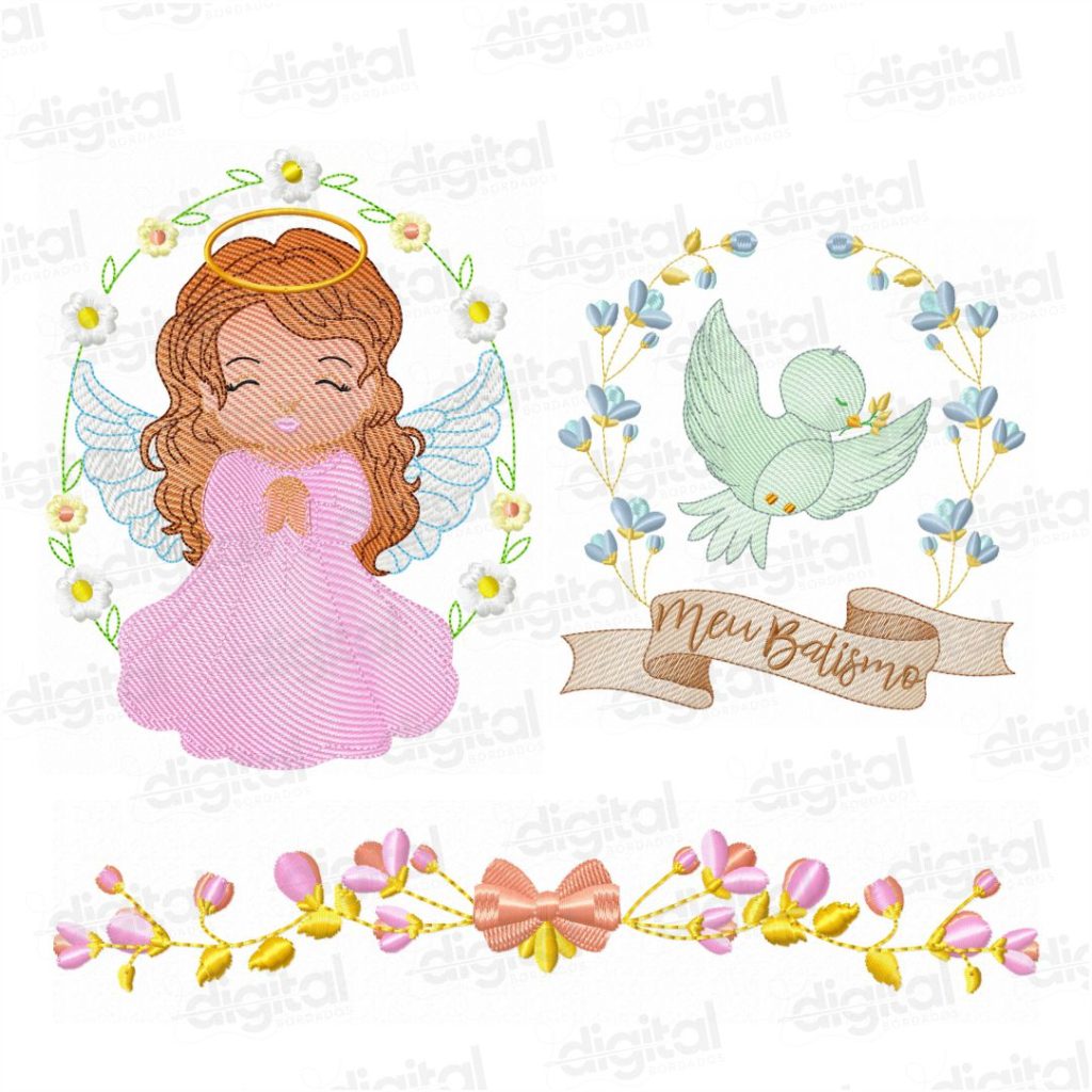 Matriz de bordado de menina anjo em estilo delicado e infantil, perfeita para aplicações em toalhas, mantas, fraldas, camisetas e enxovais. Desenhos de anjinhas com asas, orando, dormindo, ou segurando corações, disponíveis em formatos compatíveis com máquinas domésticas e industriais. Ideal para bordados criativos e personalizados com tema religioso, batizado ou decoração infantil. Matrizes leves, com ótimo acabamento, prontas para baixar e bordar. Explore opções de matriz bordado menina anjo pes, redwork, aplique e ponto cheio.