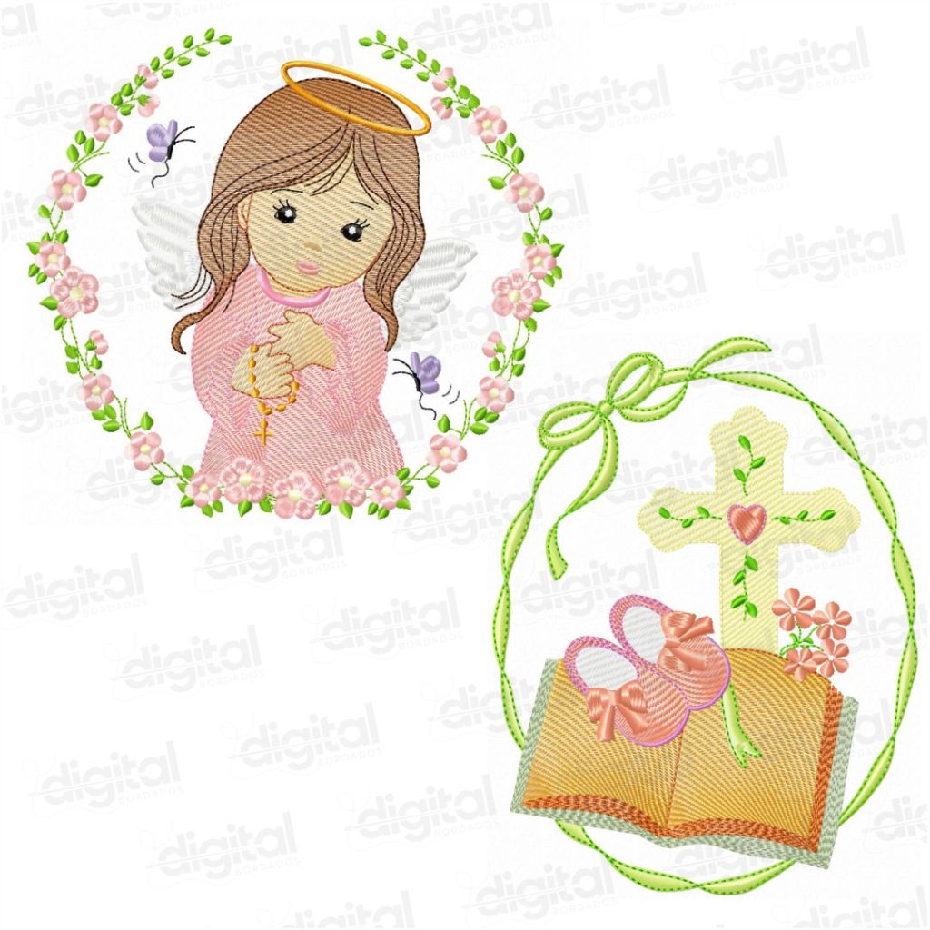 Matriz de bordado de menina anjo em estilo delicado e infantil, perfeita para aplicações em toalhas, mantas, fraldas, camisetas e enxovais. Desenhos de anjinhas com asas, orando, dormindo, ou segurando corações, disponíveis em formatos compatíveis com máquinas domésticas e industriais. Ideal para bordados criativos e personalizados com tema religioso, batizado ou decoração infantil. Matrizes leves, com ótimo acabamento, prontas para baixar e bordar. Explore opções de matriz bordado menina anjo pes, redwork, aplique e ponto cheio.