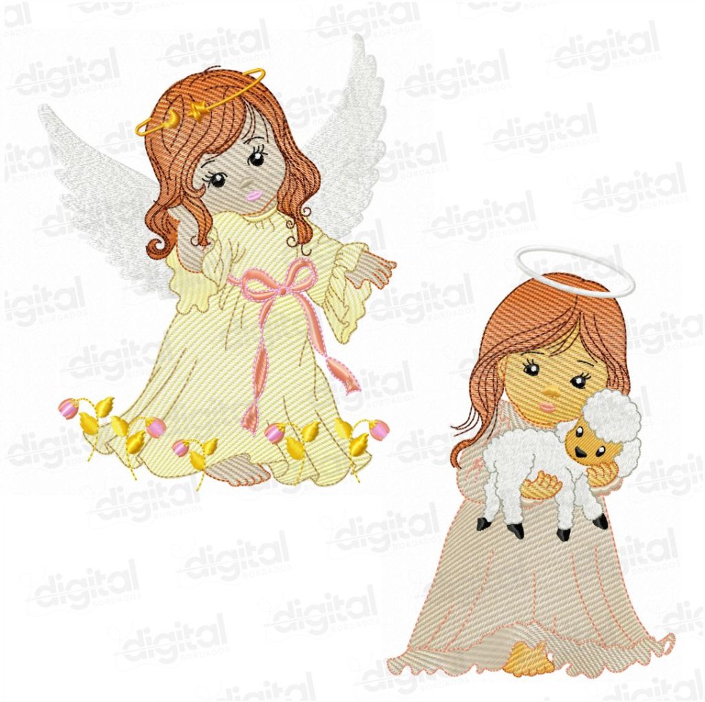 Matriz de bordado de menina anjo em estilo delicado e infantil, perfeita para aplicações em toalhas, mantas, fraldas, camisetas e enxovais. Desenhos de anjinhas com asas, orando, dormindo, ou segurando corações, disponíveis em formatos compatíveis com máquinas domésticas e industriais. Ideal para bordados criativos e personalizados com tema religioso, batizado ou decoração infantil. Matrizes leves, com ótimo acabamento, prontas para baixar e bordar. Explore opções de matriz bordado menina anjo pes, redwork, aplique e ponto cheio.